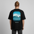 Oceans Eye Wave Fine Art Print | Surfing Apparel | Diesel Blue Ocean Barrel shirt | Coastal Wearable Art | Gift for Ocean Lovers & Surfers, Boxy Heavyweight Unisex Organic T-Shirt von Stanley/Stella - black