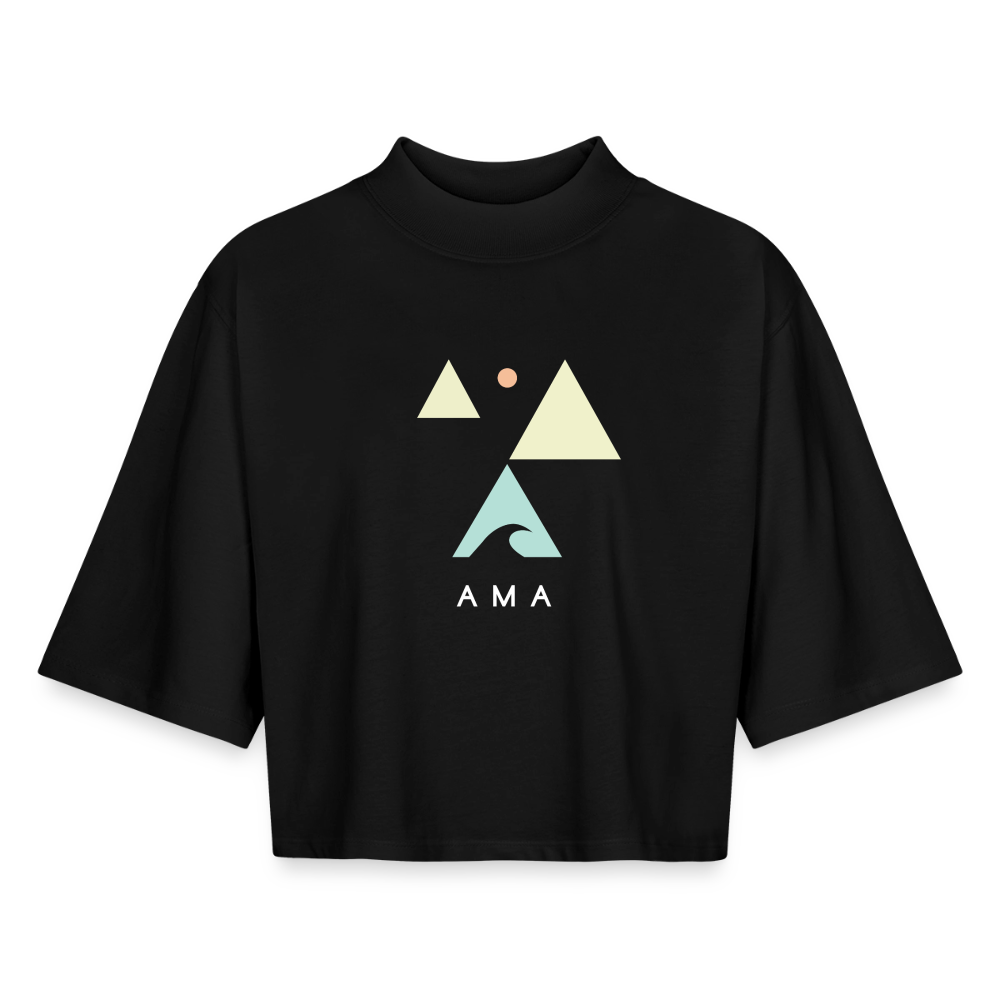 Origami Lion Zodiac T-Shirt | Lion Backprint Tee | Astrology Gift for Her | Maritime Aesthetic Clothing | Cute Cancer Sign Shirt, Boxy Frauen Recyceltes 1/2 Sleeved T-Shirt by Stanley/Stella - black
