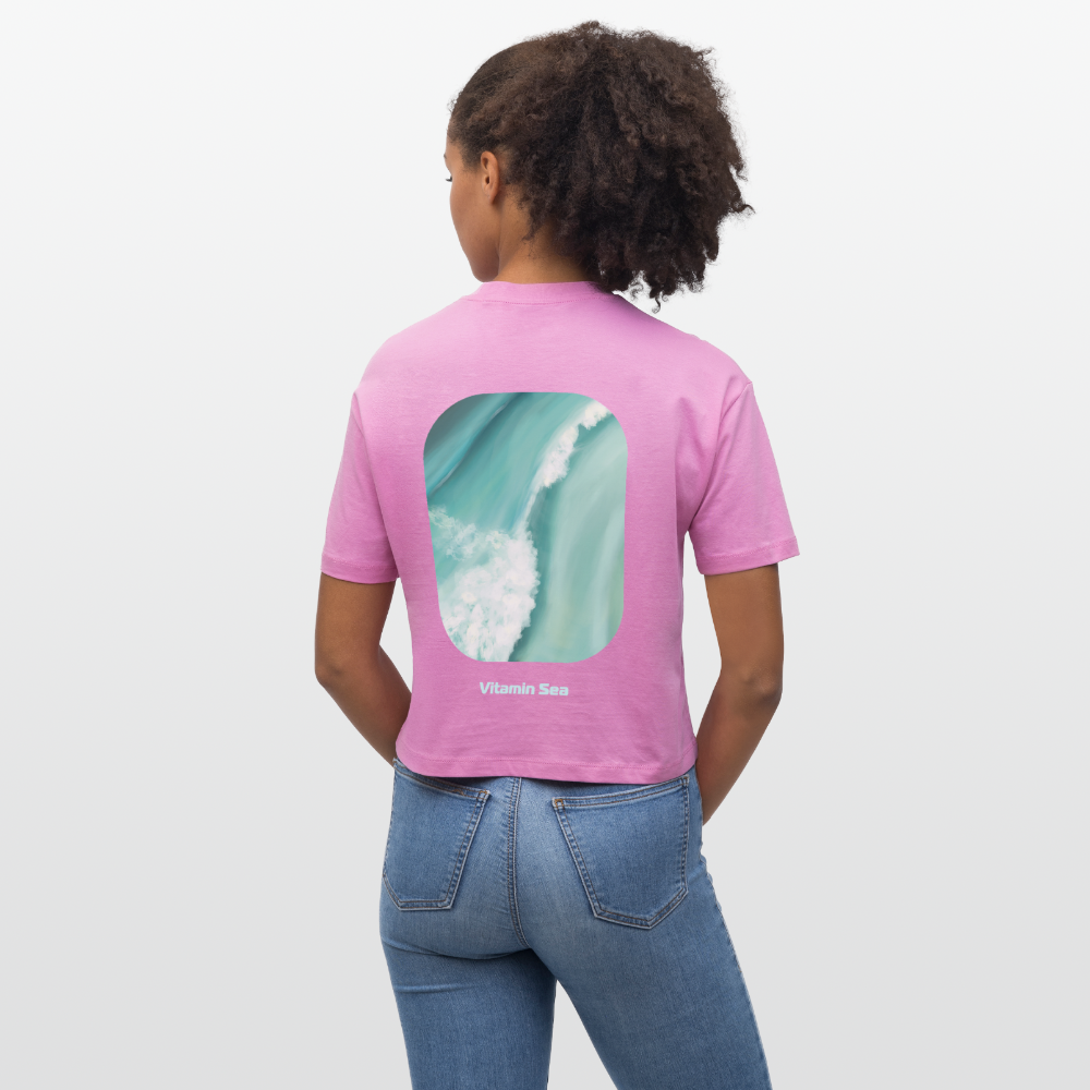 Esperance Australia Wave Print, Drone Ocean View, Turquoise Teal Surf Art, Coastal Wall Decor, Fine Art Beach Shirt, Gift for Surfer - Stanley/Stella Frauen Boxy Bio-T-Shirt Nova - pink