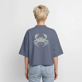 Origami Cancer Zodiac T-Shirt | Wholy Crab Backprint Tee | Astrology Gift for Her | Maritime Aesthetic Clothing | Cute Cancer Sign Shirt, Boxy Frauen Recyceltes 1/2 Sleeved T-Shirt by Stanley/Stella - blue grey 