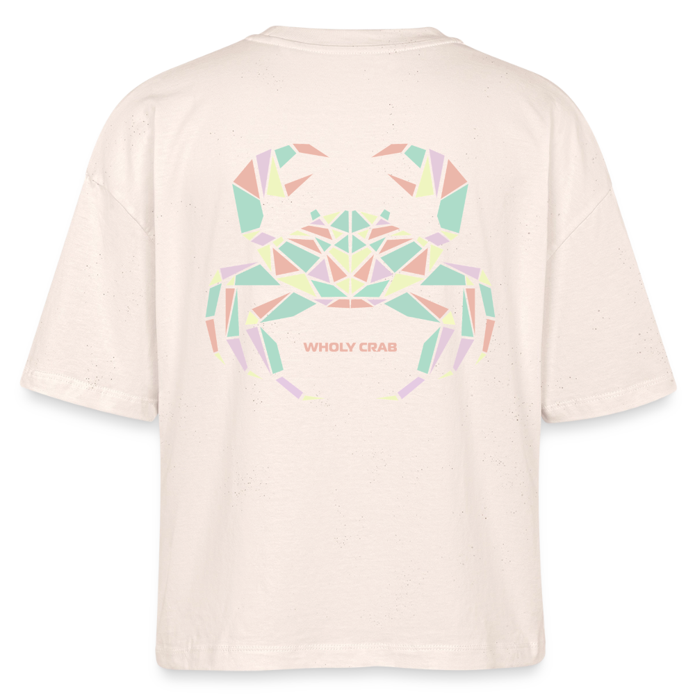 Origami Cancer Zodiac T-Shirt | Wholy Crab Backprint Tee | Astrology Gift for Her | Maritime Aesthetic Clothing | Cute Cancer Sign Shirt, Stanley/Stella Frauen Boxy Bio-T-Shirt Nova - soft Ecru