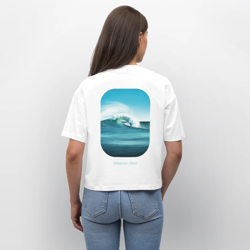 Oceans Eye Wave Fine Art Print | Surfing Apparel | Diesel Blue Ocean Barrel shirt | Coastal Wearable Art | Gift for Ocean Lovers & Surfers, Stanley/Stella Frauen Boxy Bio-T-Shirt Nova - white