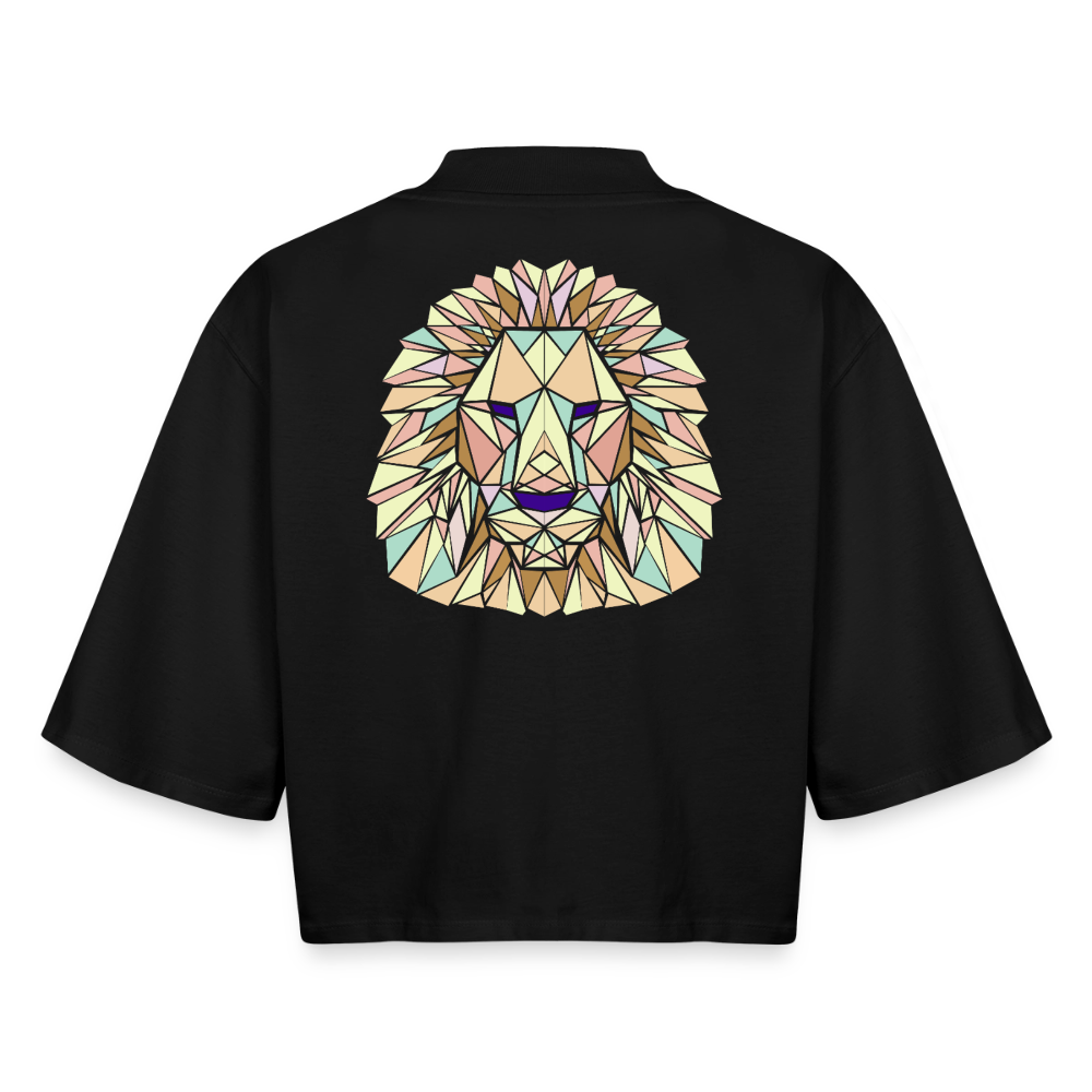 Origami Lion Zodiac T-Shirt | Lion Backprint Tee | Astrology Gift for Her | Maritime Aesthetic Clothing | Cute Cancer Sign Shirt, Boxy Frauen Recyceltes 1/2 Sleeved T-Shirt by Stanley/Stella - black