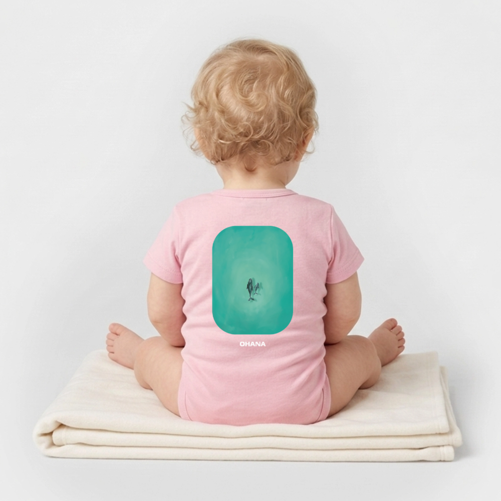 Mother Whale - Baby Organic Bodysuit - cotton pink