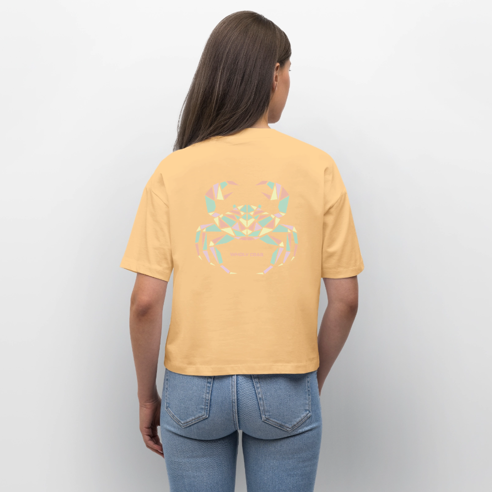 Origami Cancer Zodiac T-Shirt | Wholy Crab Backprint Tee | Astrology Gift for Her | Maritime Aesthetic Clothing | Cute Cancer Sign Shirt, Stanley/Stella Frauen Boxy Bio-T-Shirt Nova - nispero