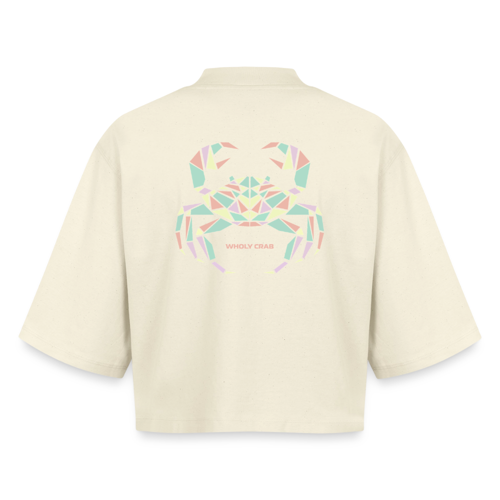 Origami Cancer Zodiac T-Shirt | Wholy Crab Backprint Tee | Astrology Gift for Her | Maritime Aesthetic Clothing | Cute Cancer Sign Shirt, Boxy Frauen Recyceltes 1/2 Sleeved T-Shirt by Stanley/Stella - soft Ecru