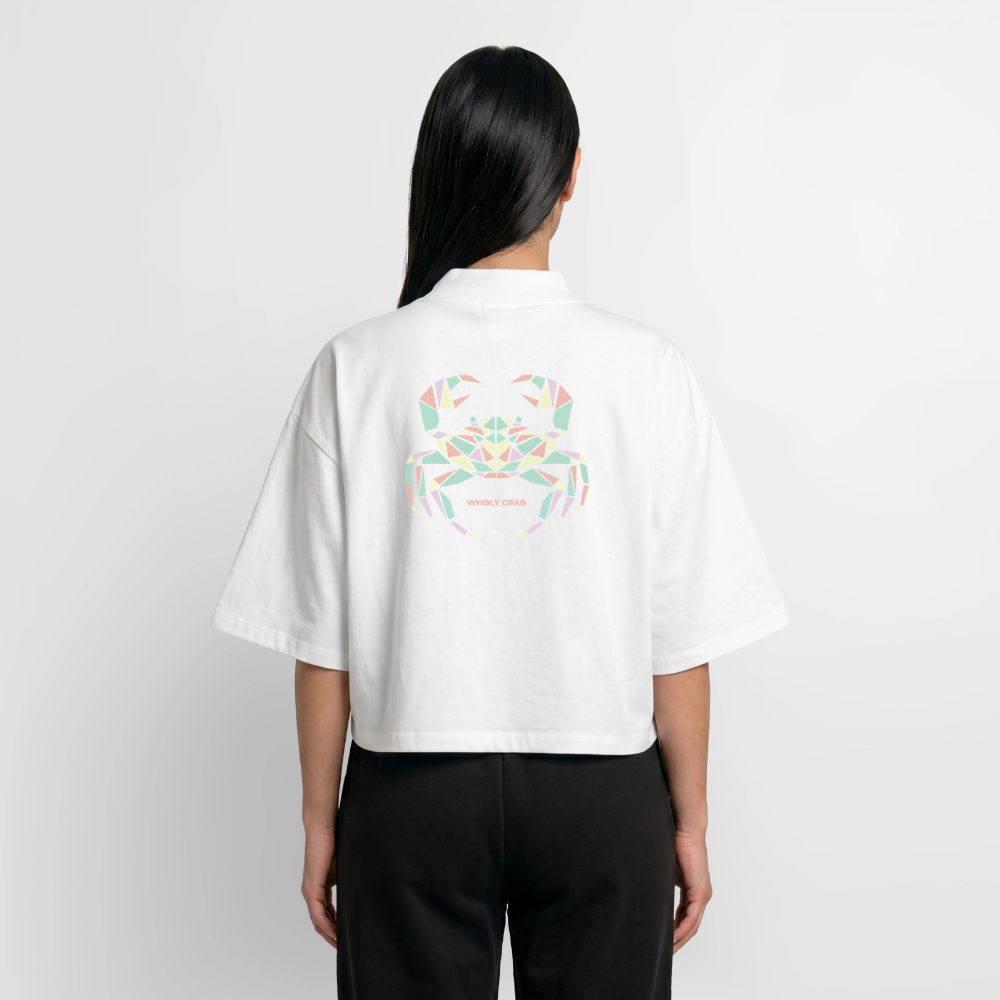 Origami Cancer Zodiac T-Shirt | Wholy Crab Backprint Tee | Astrology Gift for Her | Maritime Aesthetic Clothing | Cute Cancer Sign Shirt, Boxy Frauen Recyceltes 1/2 Sleeved T-Shirt by Stanley/Stella - white