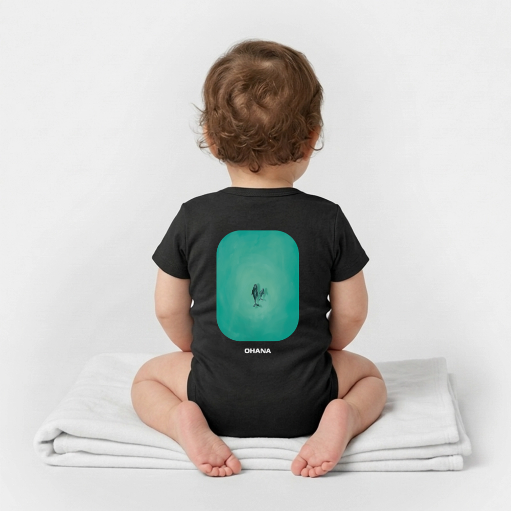 Mother Whale - Baby Organic Bodysuit - black